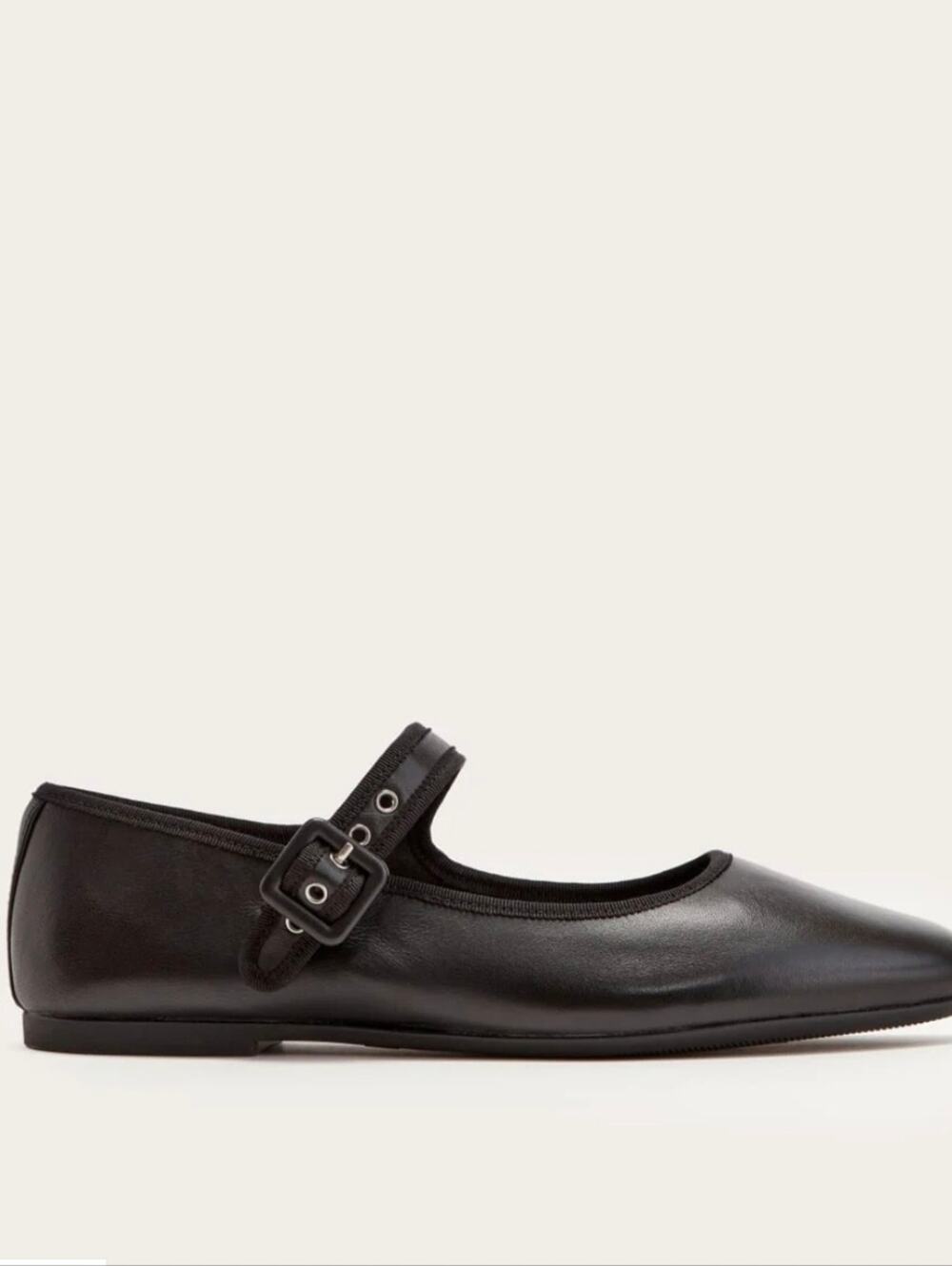 Everlane The Day Buckle Black Mary Jane Flats Nappa Leather Slip On Shoes 8